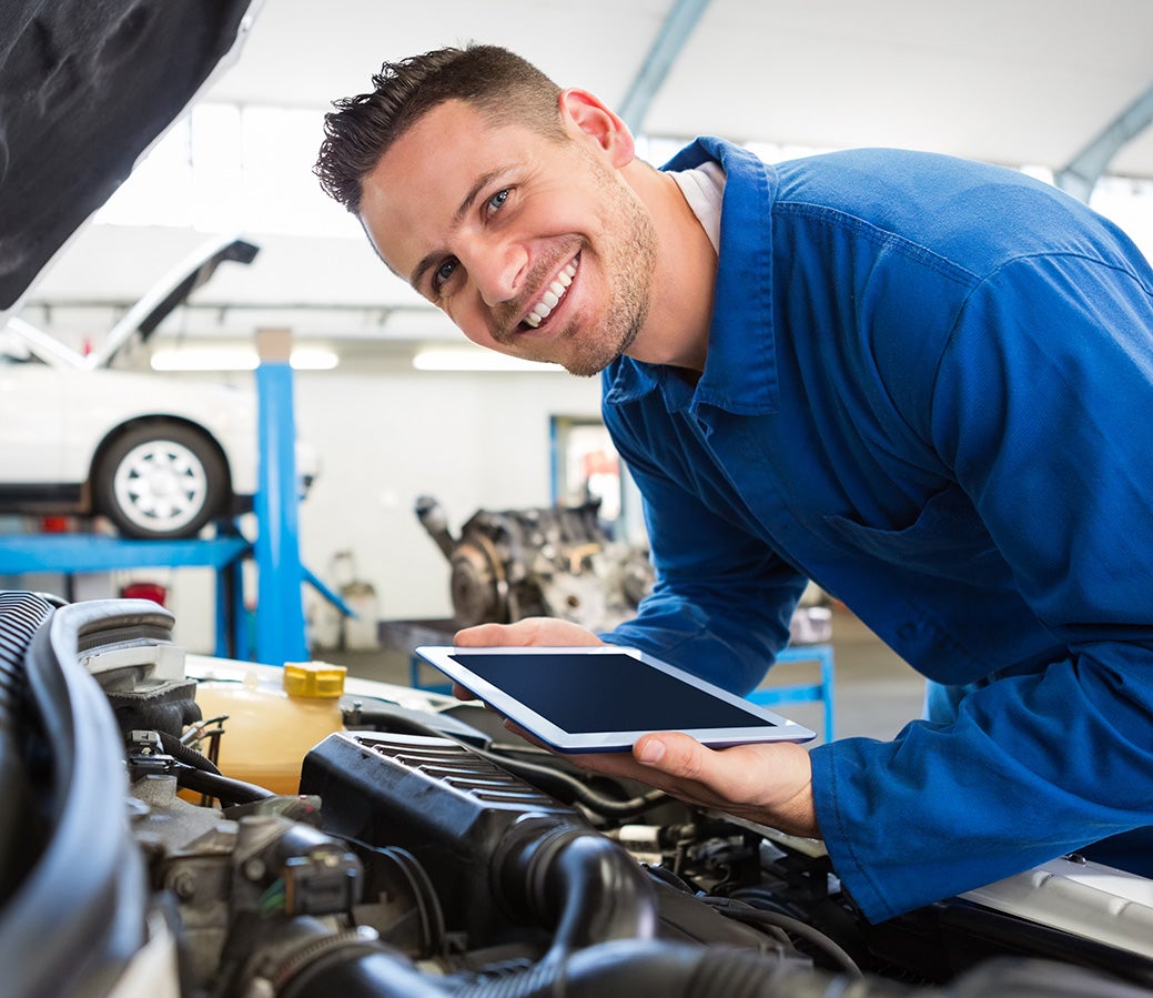 service tech with tablet
